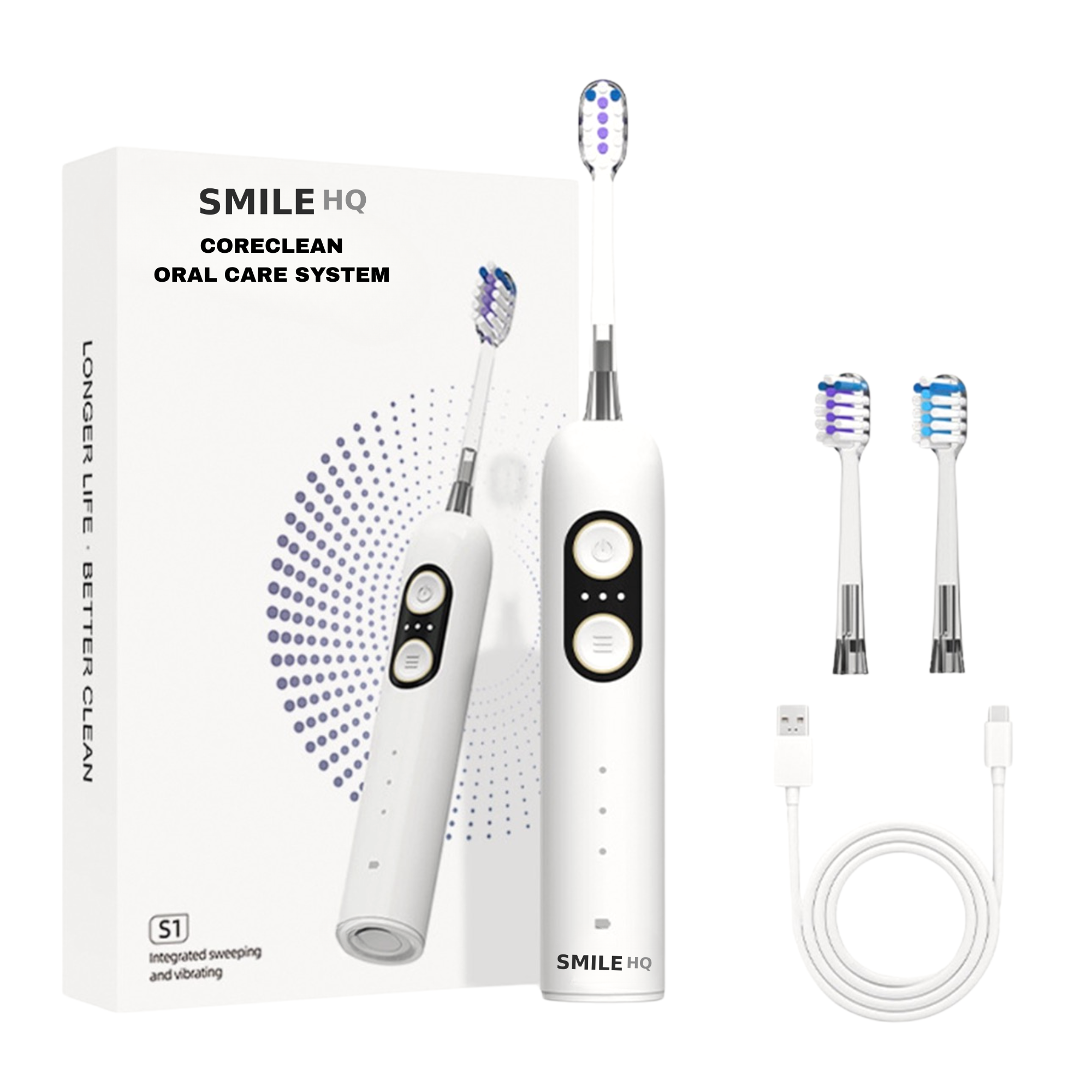 SMILE HQ S1 CORECLEAN ORAL CARE SYSTEM= 1000 UNITS WITH 2 COLOR LOGO